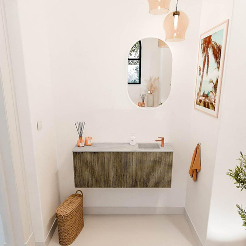 Mondiaz JOYA-DLUX 100cm meuble de salle de bains - couleur Dusk - Vasque FAYE position Droite 1 trou de robinet couleur Glace. SW1423201