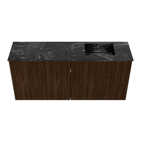 Mondiaz JOYA-DLUX 90cm toiletmeubel - kleur Walnut - Wastafel FAYE positie Rechts Zonder kraangat kleur Lava. SW1422468