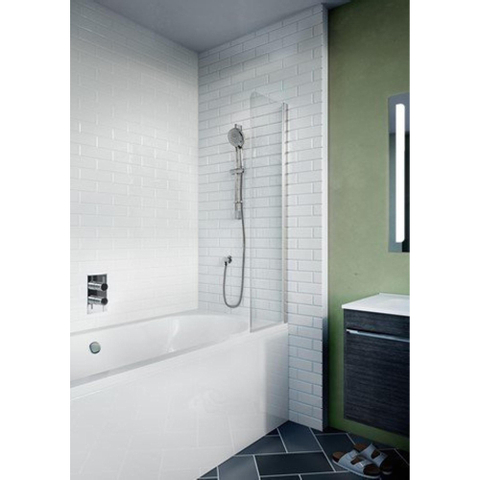 Crosswater Kai Pare-baignoire - 20x128cm - avec verre de sécurité 6mm clair - gauche et droite - aluminium argenté SW487324