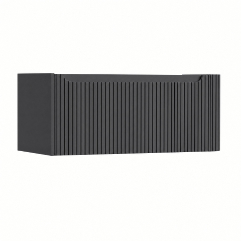 H&R Badmeubelen Juice Wastafelonderkast - 100x45x40cm - rechterhoek afgerond - 3D-front - 1 lade - geïntegreerde greep - antraciet mat SW1259704