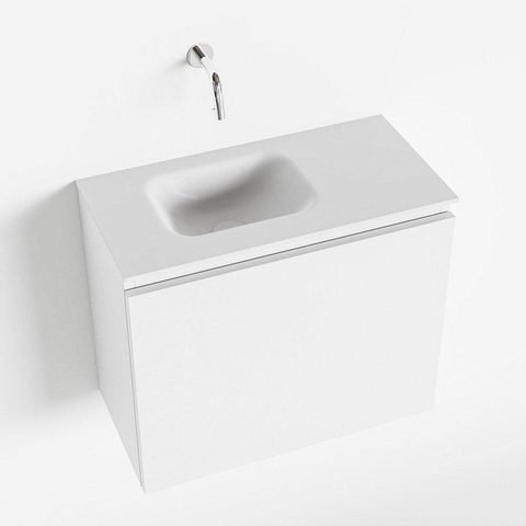 MONDIAZ OLAN Toiletmeubel 60x30x40cm met 0 kraangaten 1 lades talc mat Wastafel Lex links Solid Surface Wit SW473215