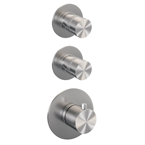 Brauer Brushed Edition Ensemble de douche encastrable - pomme de douche 20cm - 3 boutons - bras mural droit - barre curseur - partie encastrable - douchette ronde 3 jets - PVD - inox brossé SW374425