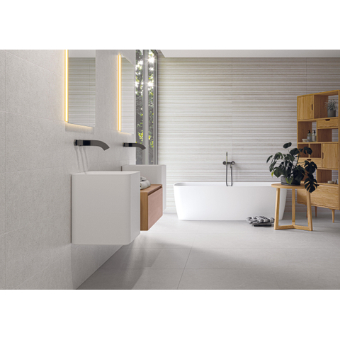 ÉCHANTILLON Terravito Melora carreau mural - 30x75cm - rectifié - effet béton - White mat (blanc) SW1131118