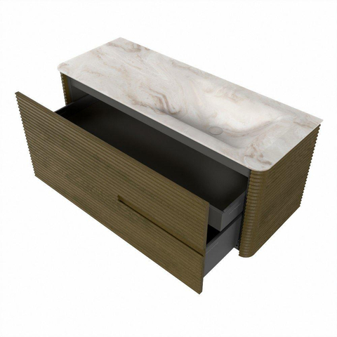 Mondiaz CIRO-DLUX Ensemble de meubles de salle de bains - 120x45x50cm - lavabo en solid surface Frappe - 1 vasque à droite - sans trous de robinet - 2 tiroirs - Dusk SW1532823