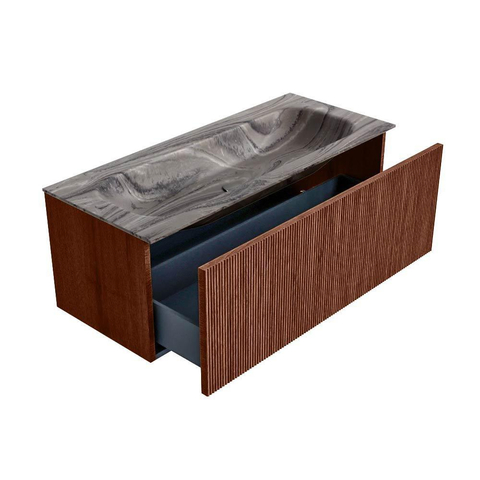 MONDIAZ KURVE-DLUX Meuble de salle de bains 110cm couleur Ruby avec 1 tiroir et 0 porte. Lavabo BIG MEDIUM Central 1 trou de robinet Sombra. SW1433964