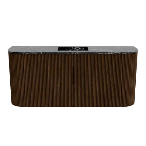 Mondiaz JOYA-DLUX 93.2cm toiletmeubel - ronding links en rechts kleur Walnut - Wastafel FAYE positie Midden Zonder kraangat kleur Lava. SW1422487