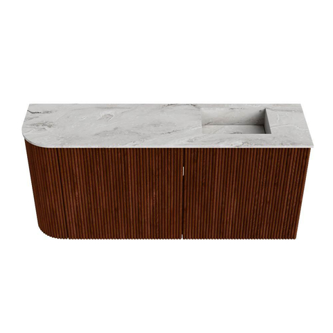 Mondiaz JOYA-DLUX 91.6cm toiletmeubel - ronding links kleur Ruby - Wastafel FAYE positie Rechts 1 kraangat kleur Glace. SW1423579