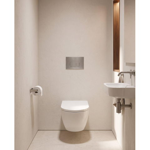 QeramiQ Dely Swirl Toiletset - 36.3x51.7cm - Geberit UP720 Duofix Sigma inbouwreservoir - rimless - diepspoel - 35mm zitting - bedieningsplaat steel - rechthoekige knoppen - mat wit SW1413921