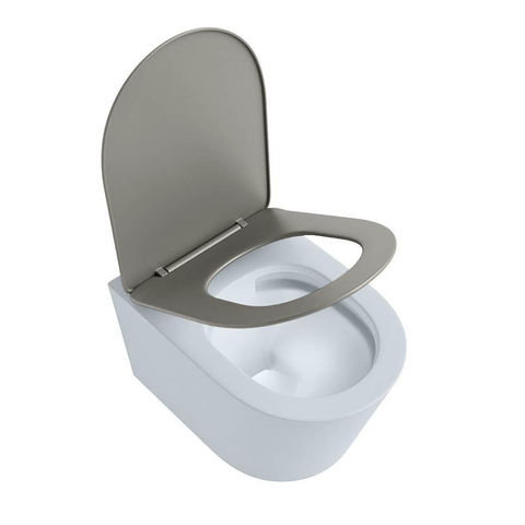 Mondiaz LAVIE hangtoilet – spoelrandloos – 36 x 53 cm – met softclose zitting – Clay (lichtblauw/grijs), zitting Smoke (lichtbruin) SW1208726