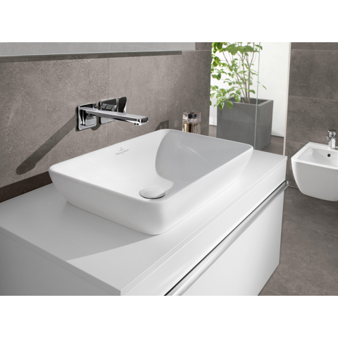 Villeroy & Boch venticello semi - inbouw opzetwastafel - zonder kraangat - 55x36cm - met overloop CeramicPlus - White Alpine (glans wit) 1025159