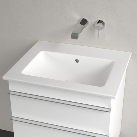 Villeroy & Boch venticello wastafel - zonder kraangat - 60x50cm - met overloop CeramicPlus - White Alpine (glans wit) 1025155