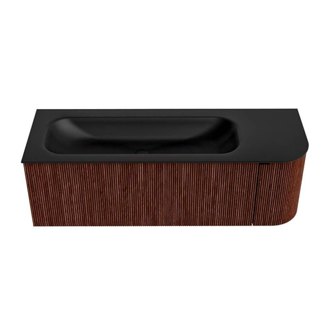 Mondiaz KURVE Badkamermeubelset - 135x46x40cm - 1 lade - 1 deur - wastafel solid surface - links - zonder kraangat - Ruby SW1415436