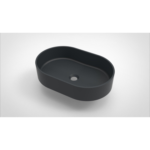 Arcqua Case waskom - 55x36cm - Ovaal - Cast marble Antraciet Mat SW767306