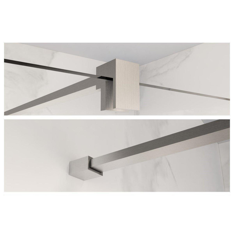 Fortifura Galeria barre de renfort rallongée 200cm pour douche à l'italienne - avec kit de fixation - Inox brossé SW927769