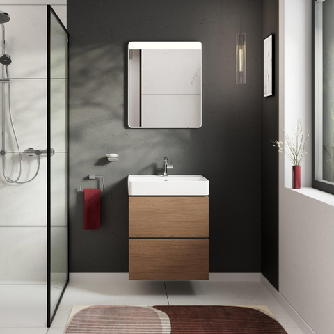 Hansgrohe Xilesa E meubelset 2la 580x470 met Xanuia wastafel 600 Cashmere Oak SW1567301