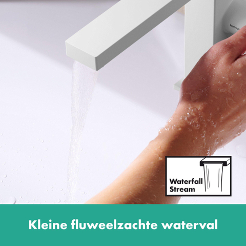 Hansgrohe Tecturis E 1 greeps wastafelkraan - 110 Fine - coolstart - met PushOpen - waste set - mat wit SW918382