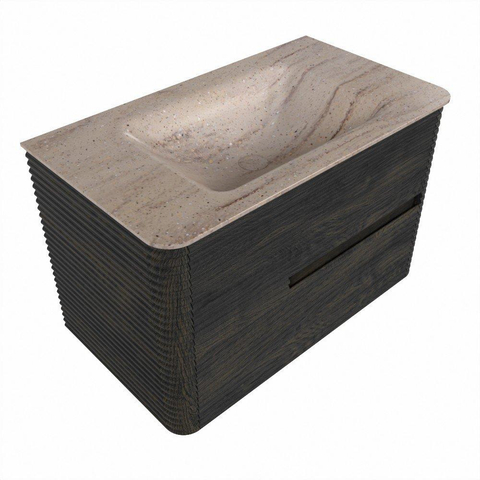 Mondiaz CIRO-DLUX Meuble de salle de bains - 80x45x50cm - Vasque solid surface Saba - 1 lavabo au milieu - 1 trou de robinet - 2 tiroirs - Shadow SW1532736