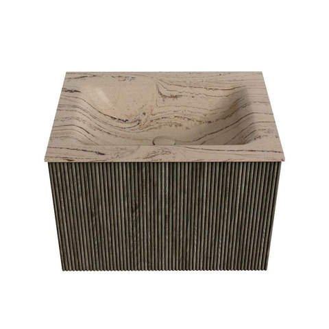 MONDIAZ KURVE-DLUX Meuble de salle de bains 60cm couleur Shadow avec 1 tiroir et 0 portes. Lavabo CLOUD Milieu 1 trou de robinet Arena. SW1431282