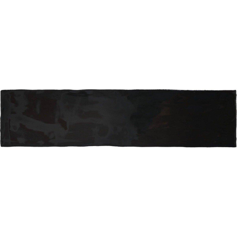 Terravito Pavero wandtegel - 7.5x30cm - 8.6mm - rechthoek - glans black (zwart) SW359808