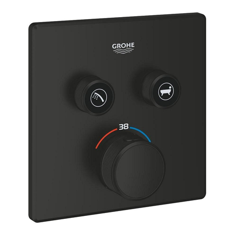 GROHE Grohtherm SmartControl afbouwdeel - vierkant - thermostatisch - 2 functies - mat zwart SW1477582
