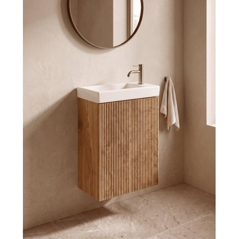 Saniclass Holz Atelier meuble sous-lavabo - 39.4x21.5x55cm - 1 porte - Walnut pure SW1420821