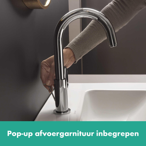 Hansgrohe Vernis Blend Eengreeps wastafelmengkraan - 210 met draaibare uitloop - met PopUp - trekwaste - hoogglans chroom SW642531