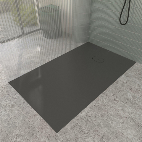 Villeroy & Boch Ecora douchebak - 150x90x3.5cm - afvoer korte zijde - anthracite (antraciet) SW1558924