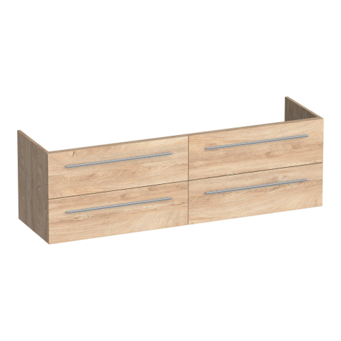 BRAUER Trust meuble de salle de bains sous lavabo 160 sans poignées rapportées 4 tiroirs à fermeture douce et 2 découpes pour siphon - Forest Wheat SW1203982