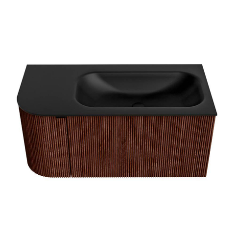 Mondiaz KURVE Badkamermeubelset - 95x46x40cm - 1 lade - 1 deur - wastafel solid surface - rechts - 1 kraangat - Ruby SW1415414