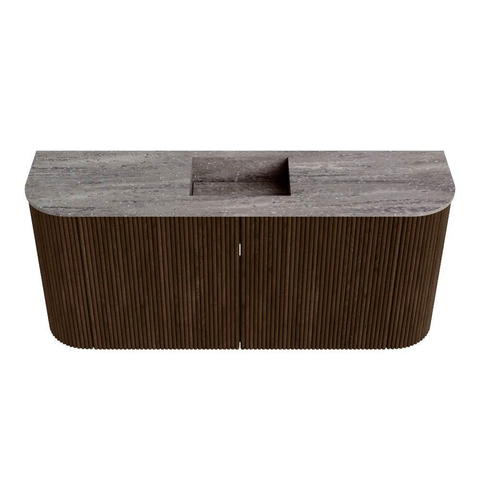 Mondiaz JOYA-DLUX 93.2cm toiletmeubel - ronding links en rechts kleur Walnut - Wastafel FAYE positie Midden 1 kraangat kleur Oza. SW1424605