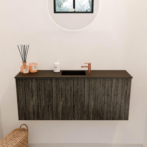 Mondiaz JOYA 100cm meuble WC - couleur Shadow - Lavabo FAYE position Milieu 1 trou de robinet couleur Urban. SW1421498