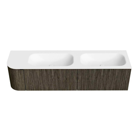 Mondiaz KURVE Ensemble de meuble de salle de bains - 175x46x40cm - 2 tiroirs - 1 porte - lavabo solid surface - double / droit - 2 trous de robinet - Shadow SW1414147