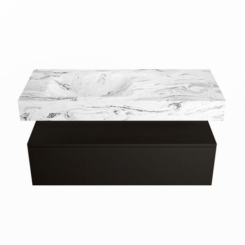 Mondiaz ALAN-DLUX Ensemble de meuble - 110cm - meuble Urban mat - 1 tiroir - Lavabo Cloud Glace suspendu - vasque Gauche - 0 trous de robinet SW805024