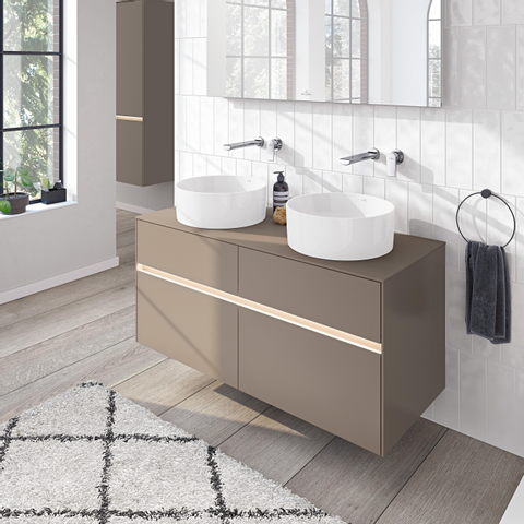 Villeroy & Boch Collaro opzetwastafell rond - diameter 40cm - zonder overloop - zonder kraangat CeramicPlus - Stone White (mat wit) SW336043