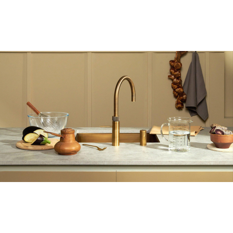 Quooker Fusion Round kokendwaterkraan - draaibare uitloop - Combi+ incl. Cube reservoir - Warm / kokend / bruisend / gefilterd water - messing patina SW769526