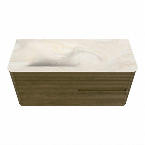 Mondiaz CIRO-DLUX Meuble de salle de bains - 110x45x50cm - Plan vasque solid surface Ostra - 1 vasque à gauche - 1 trou de robinet - 2 tiroirs - Dusk SW1532911