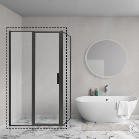 Aqua Vista Diasi Nisdeur - 90x200cm - 8mm - helder nano coating glas - frame - mat zwart SW975798