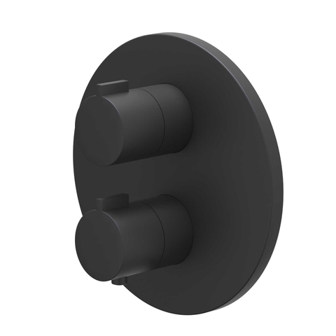 IVY Pact Ensemble de douche pluie - encastré - inverseur d’arrêt 2 voies - bras de plafond 30 cm - douche de tête mince ronde 25 cm - support avec sortie - flexible de douche 150 cm - douchette à main satin spray - Noir mat PED SW1035477