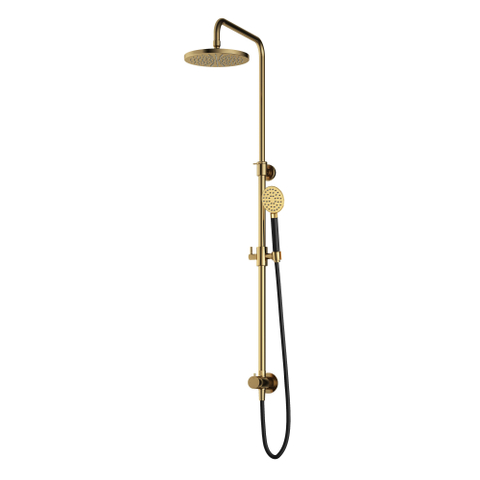 Hotbath Cobber M438 Stortdoucheset - hoofddouche 20cm en doucheslang - 1.5mtr - met handdouche - PVD - gepolijst messing (goud) SW440795