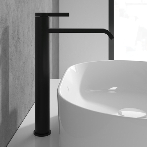 Villeroy & Boch Dawn 1 greeps wastafelkraan verhoogd - zonder pop up afvoergarnituur - mat zwart SW974142