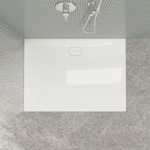 Villeroy & Boch Ecora douchebak - 140x100x3.5cm - afvoer lange zijde - white alpine (wit) SW1558862