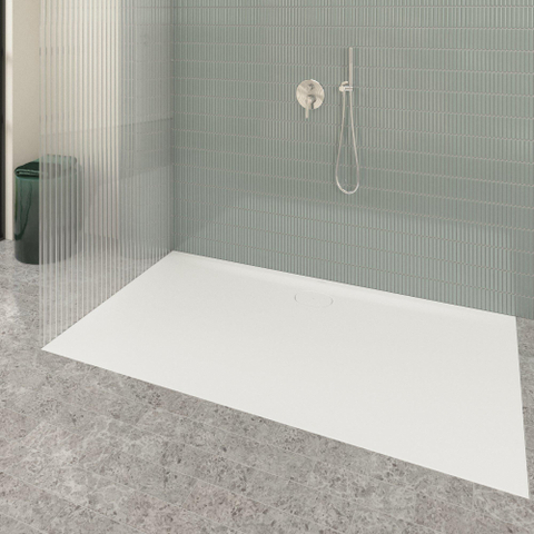 Villeroy & Boch Ecora douchebak - 180x100x3.5cm - afvoer lange zijde - stone white (wit) SW1558994