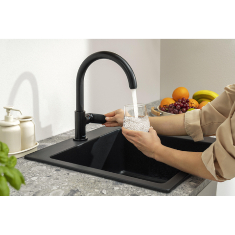 Hansgrohe Vernis blend m35 1 greeps keukenmengkraan - 210 - 1jet - draaibare uitloop - mat zwart SW651654