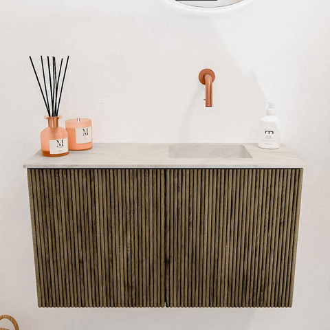 Mondiaz JOYA-DLUX 70cm toiletmeubel - kleur Dusk - Wastafel FAYE positie Rechts Zonder kraangat kleur Ostra. SW1423388