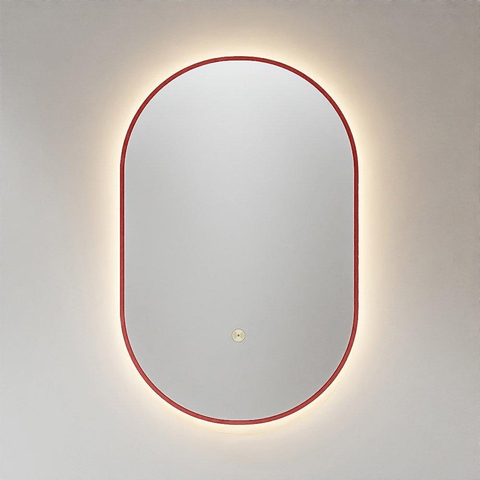 Mondiaz GLOW spiegel – ovaal – 45x90 cm – indirecte LED rondom – bewegingssensor – Fire (rood) SW1105209