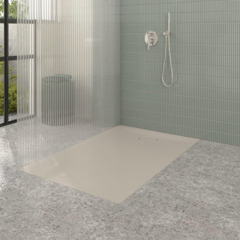 Villeroy & Boch Ecora douchebak - 140x90x3.5cm - afvoer korte zijde - almond (beige) SW1558911