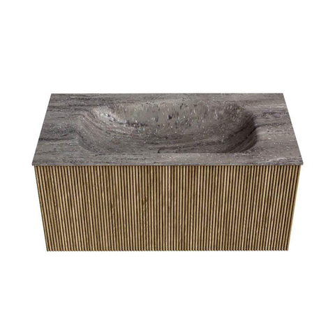 MONDIAZ KURVE-DLUX Meuble de salle de bains 90cm couleur Dusk avec 1 tiroir et 0 porte. Vasque BIG SMALL Centre 1 trou de robinet Oza. SW1432978