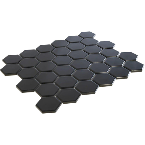 The Mosaic Factory Barcelona mosaïque - 28x32cm - 6mm - hexagonal - black brillant (noir) SW66207