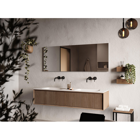 Looox B-Line spiegel – 100x65 cm – zonder verlichting – spiegelverwarming – Aluminium GA36565