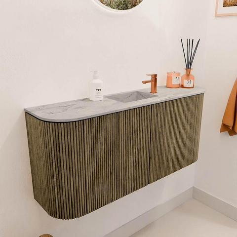 Mondiaz JOYA-DLUX 93.2cm toiletmeubel - ronding links en rechts kleur Dusk - Wastafel FAYE positie Midden 1 kraangat kleur Glace. SW1423210